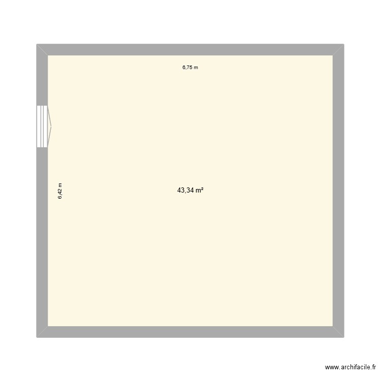 appart. Plan de 1 pièce et 43 m2