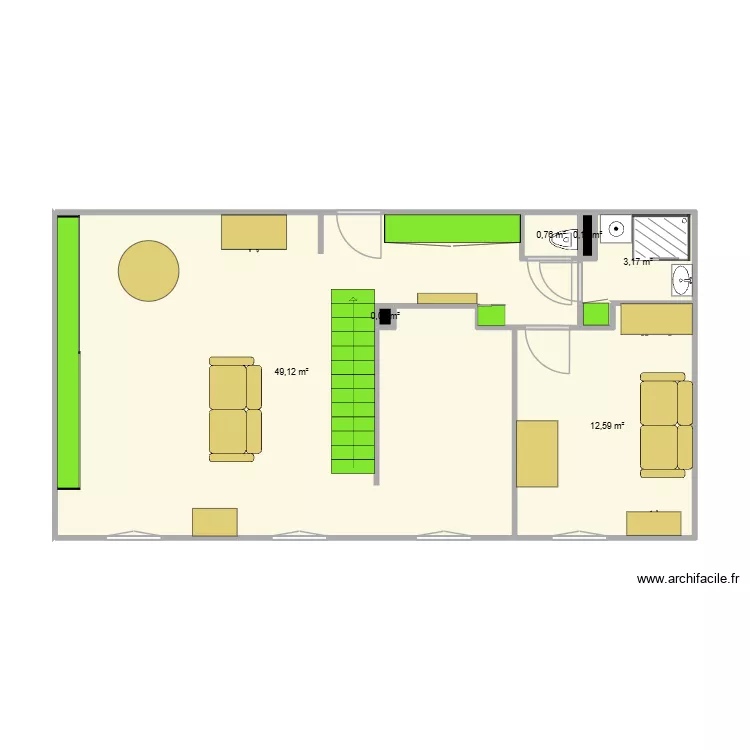 appartement. Plan de 6 Pièces et 66 m²
