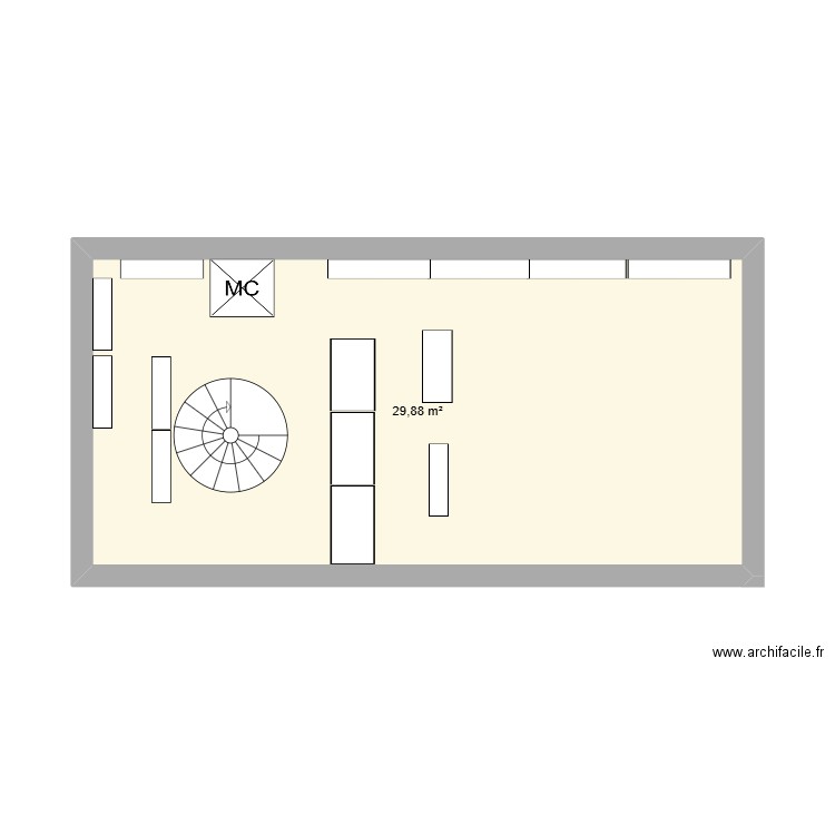 plan etage. Plan de 1 pièce et 30 m2