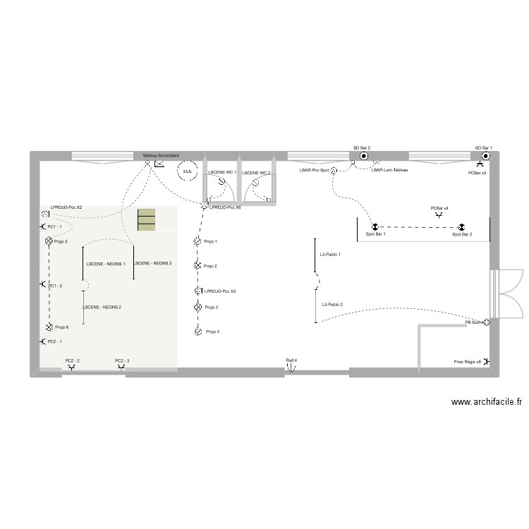 scene pour impression. Plan de 3 pièces et 78 m2