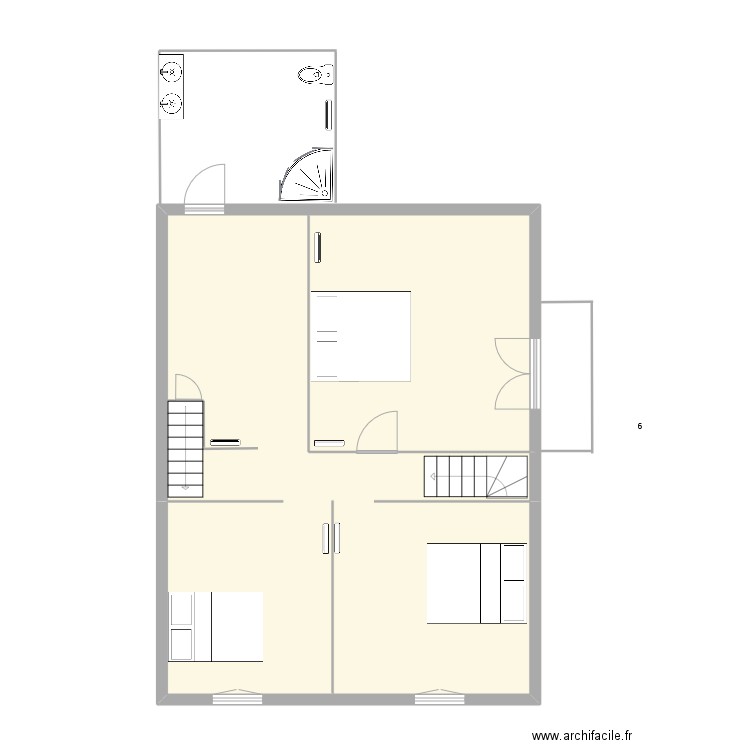 R+1. Plan de 1 pièce et 68 m2