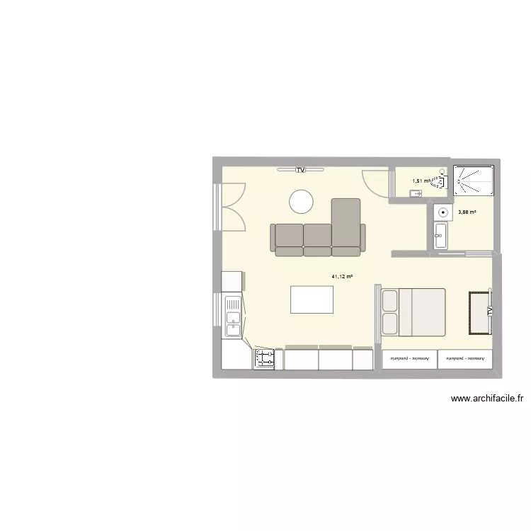 maison maman 2. Plan de 3  et 47 m²