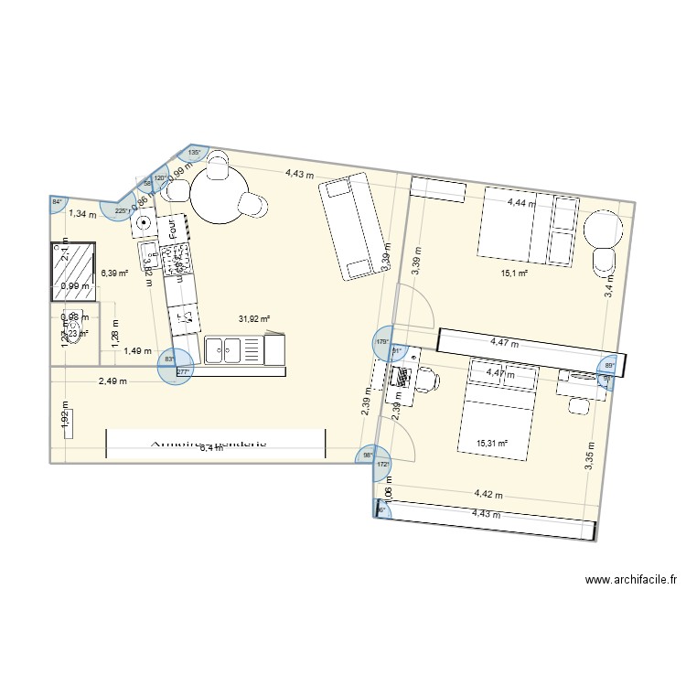 MaisonK. Plan de 5 pièces et 70 m2