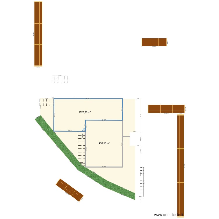 equerre 4. Plan de 2 pièces et 1979 m2