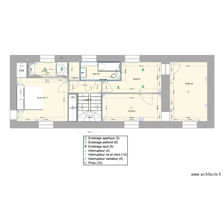 Thomas et Maud. Plan de 9 pièces et 59 m2