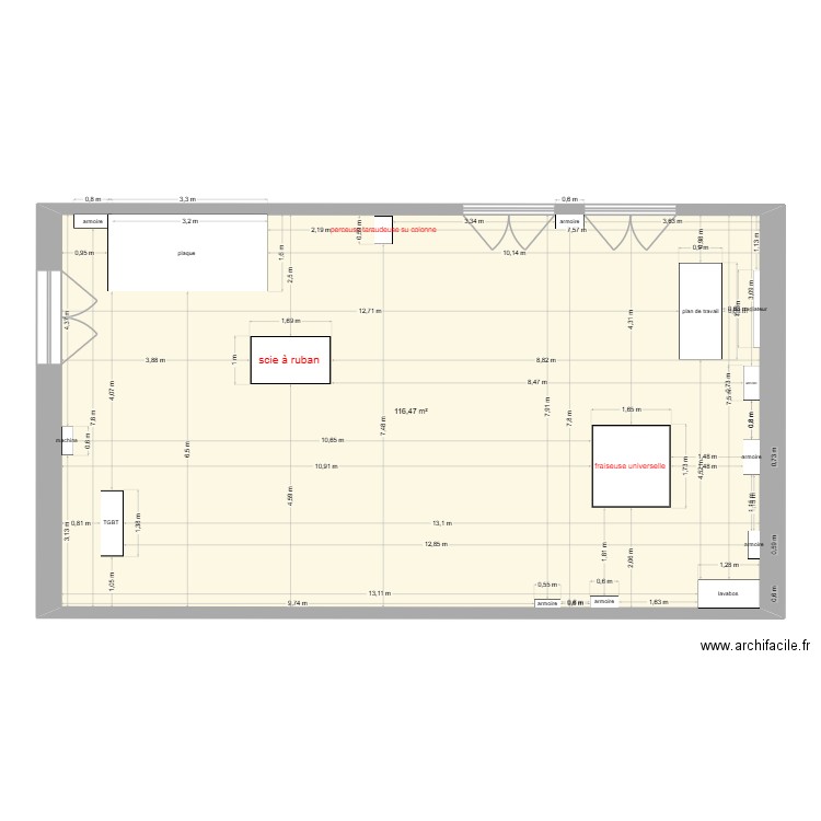 plan 1. Plan de 1 pièce et 116 m2