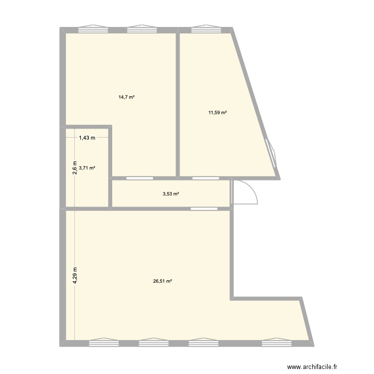 Illiers Combray. Plan de 5 pièces et 60 m2