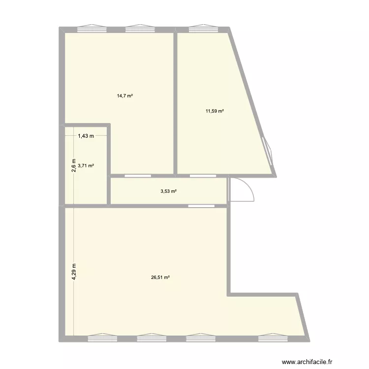 Illiers Combray. Plan de 5 pièces et 60 m²