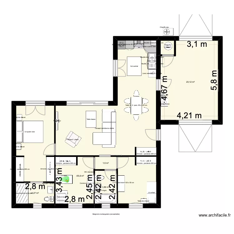 Maison Cestas Version 2. Plan de 6 et 43 m² Maison Cestas Version 2. Plan de 6 et 43 m²