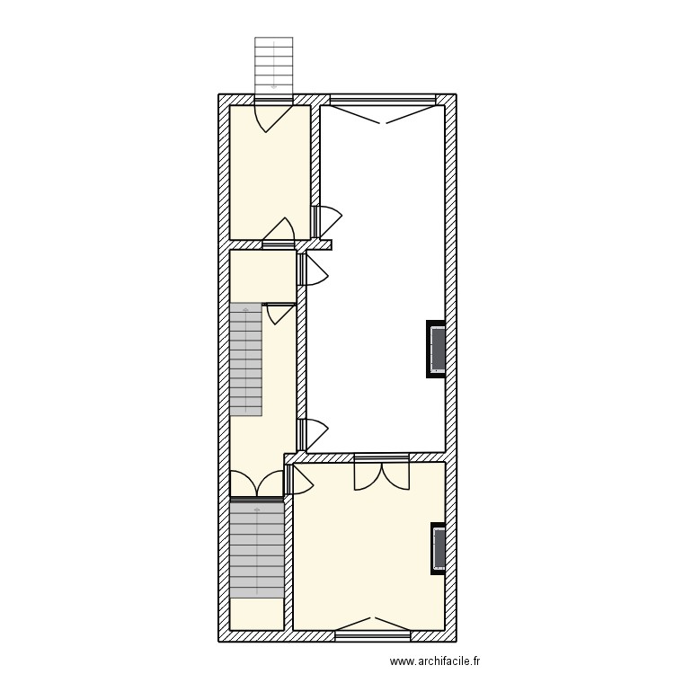 Unité de logement 1 (RDC/Bel étage). Plan de 5 pièces et 75 m2