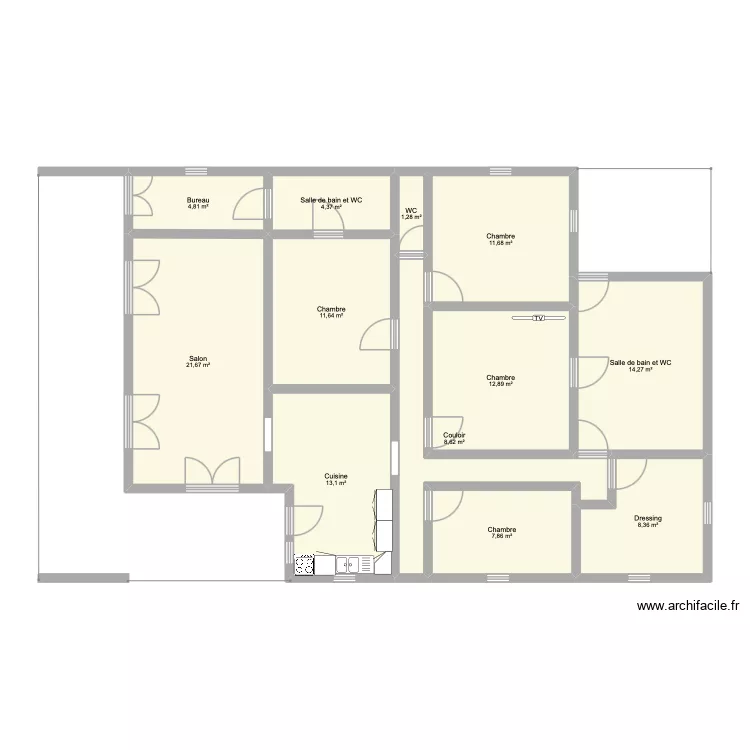 Maison Alzire 2. Plan de 12 Pièces et 121 m² Maison Alzire 2. Plan de 12 Pièces et 121 m²