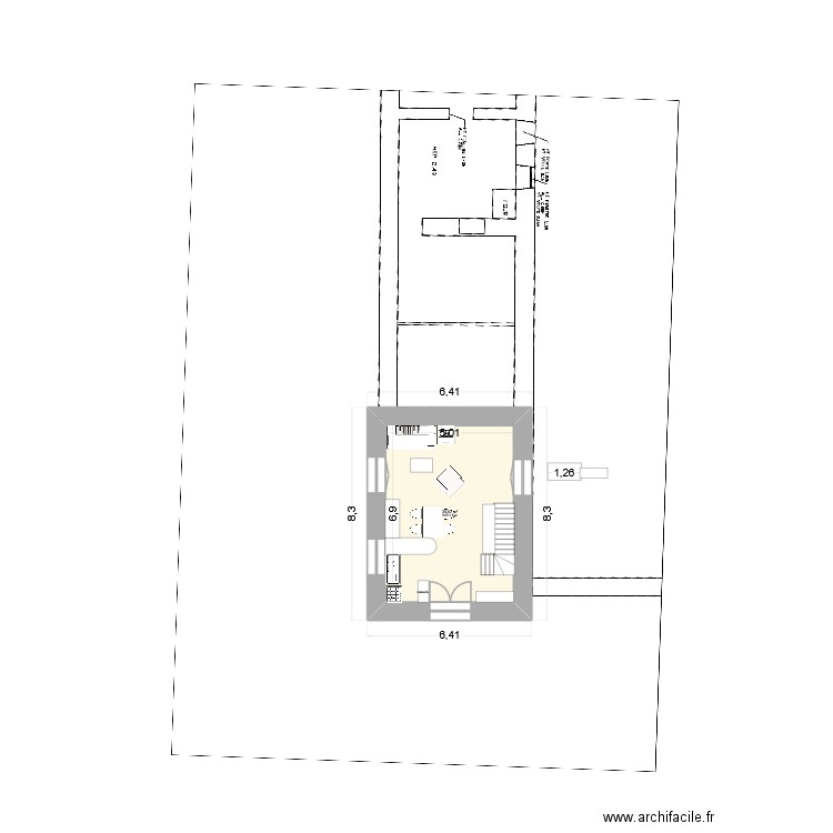 Longère escalier nord cuisine est b. Plan de 5 pièces et 69 m2