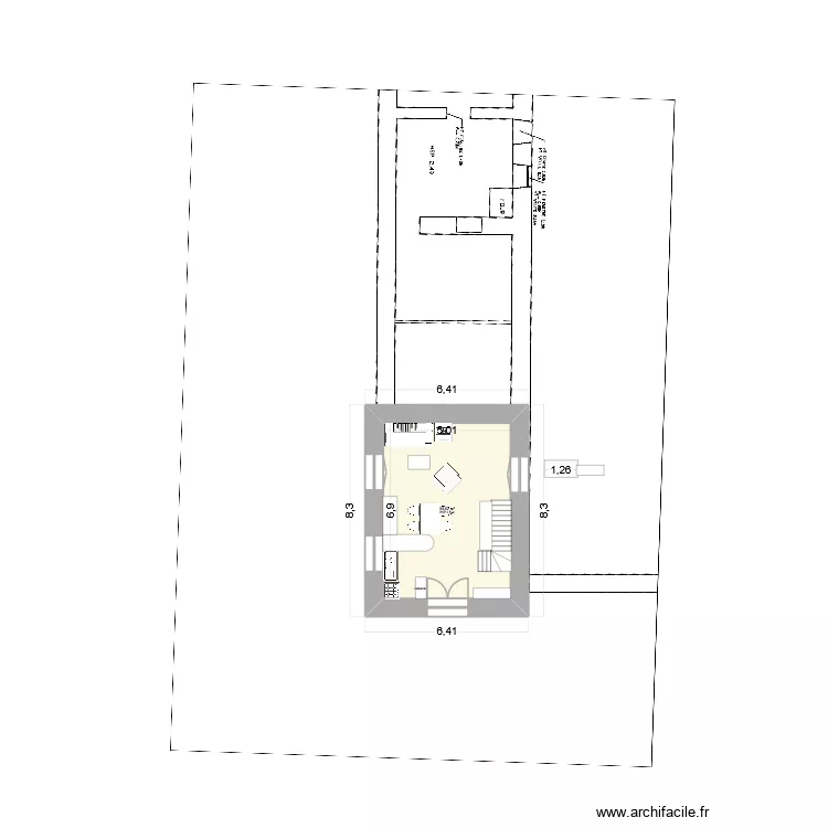 Long&egrave;re escalier nord cuisine est b. Plan de 