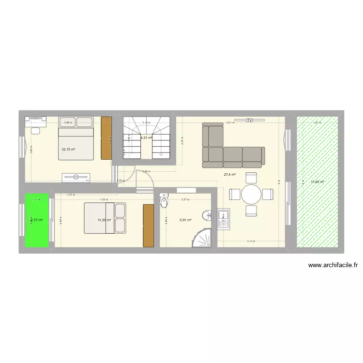 romain. Plan de 7 Pièces et 75 m²