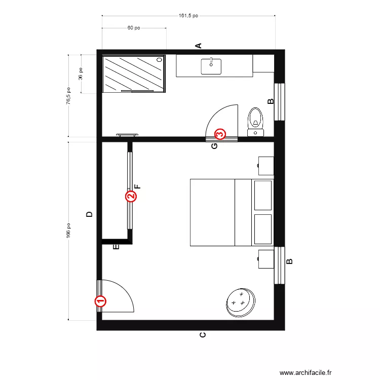 brenda Finition. Plan de 2  et 25 m²