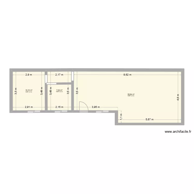projet garage. Plan de 3  et 58 m²