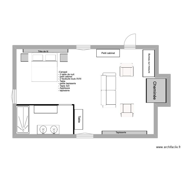 marssac étage 2 gauche. Plan de 1 pièce et 58 m2