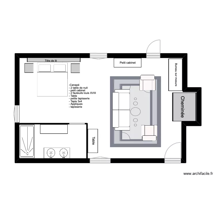 marssac &eacute;tage 2 gauche. Plan de 1 pièce et 58 m²