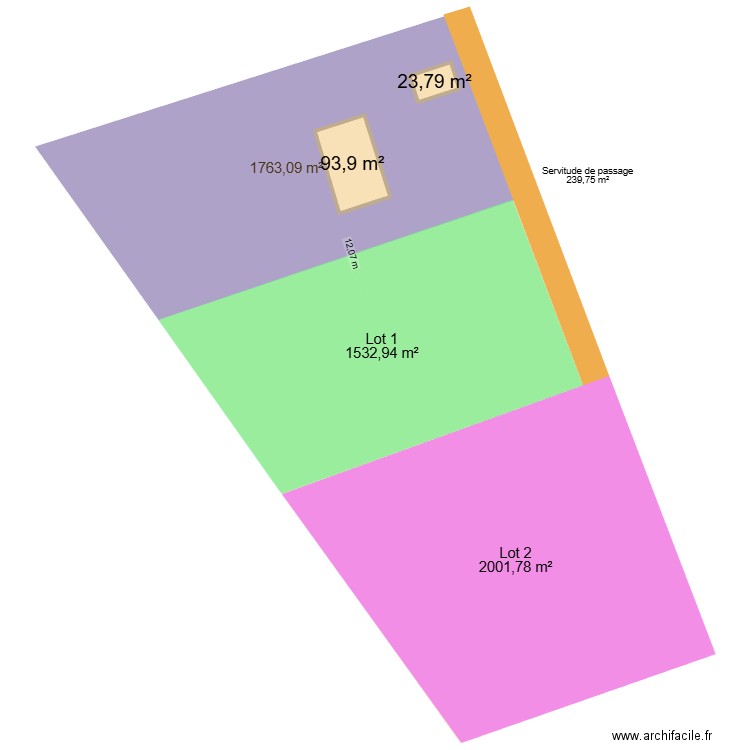 Division FEUGA - Verdun. Plan de 2 pièces et 118 m2