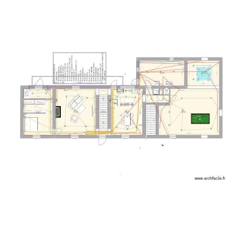 ouezy rdc electricité . Plan de 7 pièces et 205 m2