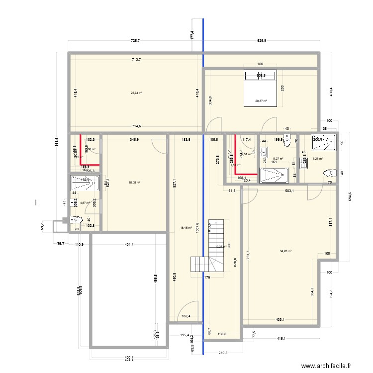 PLAM. Plan de 13 pièces et 163 m2