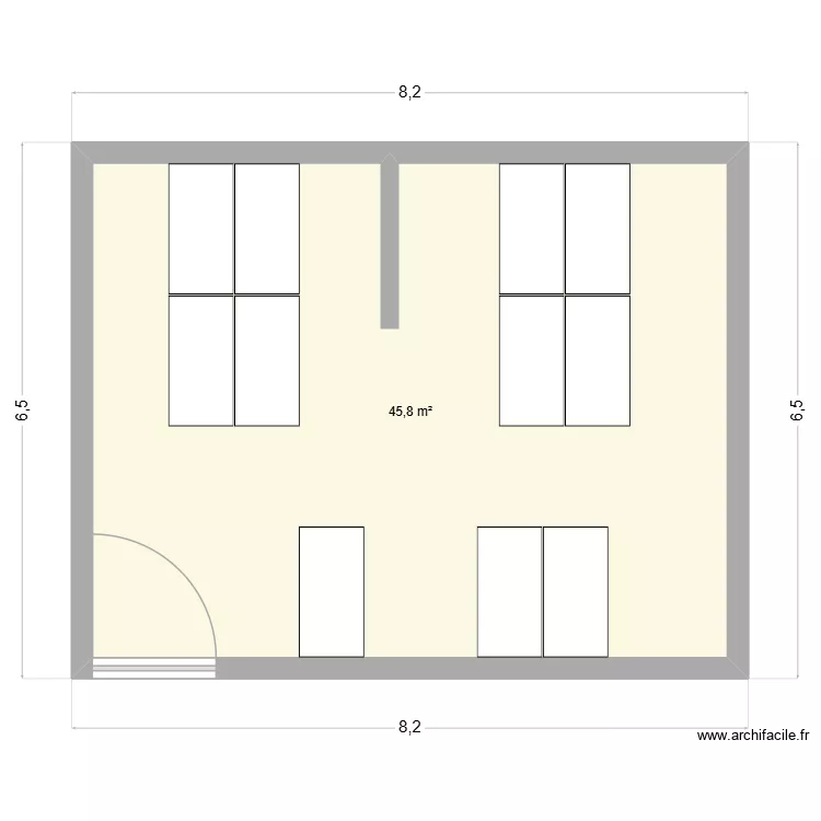 bureau 11. Plan de 1  et 46 m²