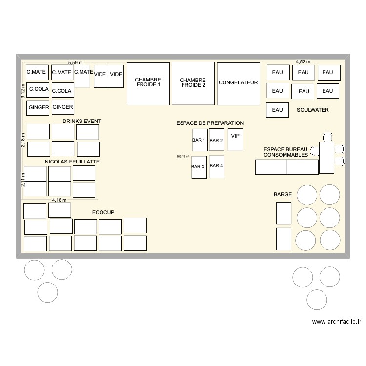 CERCLE - plan stock V1. Plan de 1 pièce et 184 m2