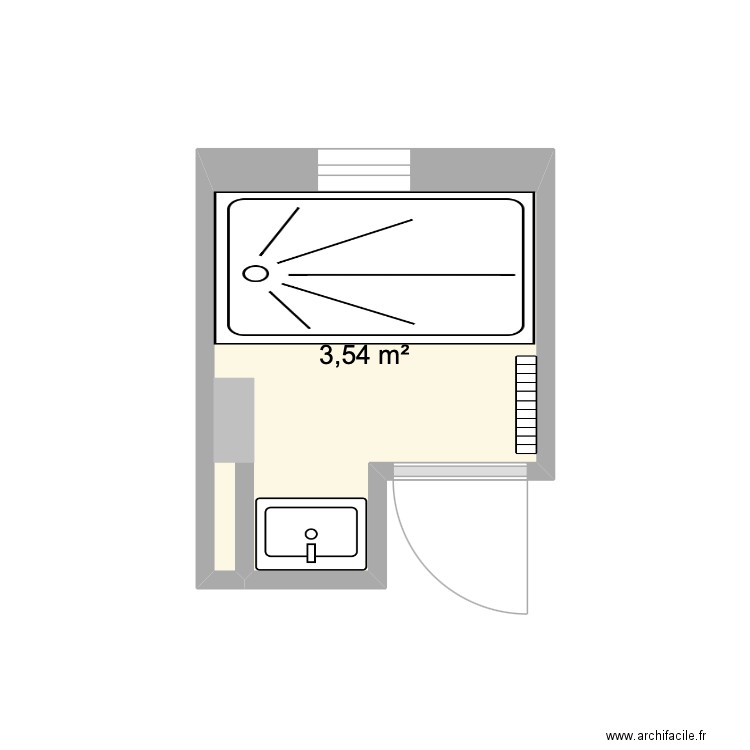 belly. Plan de 1 pièce et 4 m2