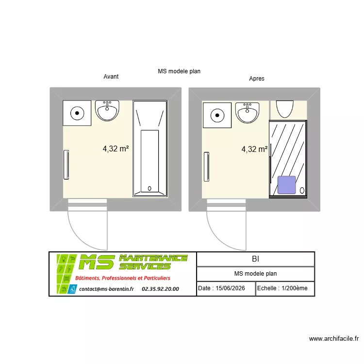 MS modele plan. Plan de 2 et 9 m² MS modele plan. Plan de 2 et 9 m²