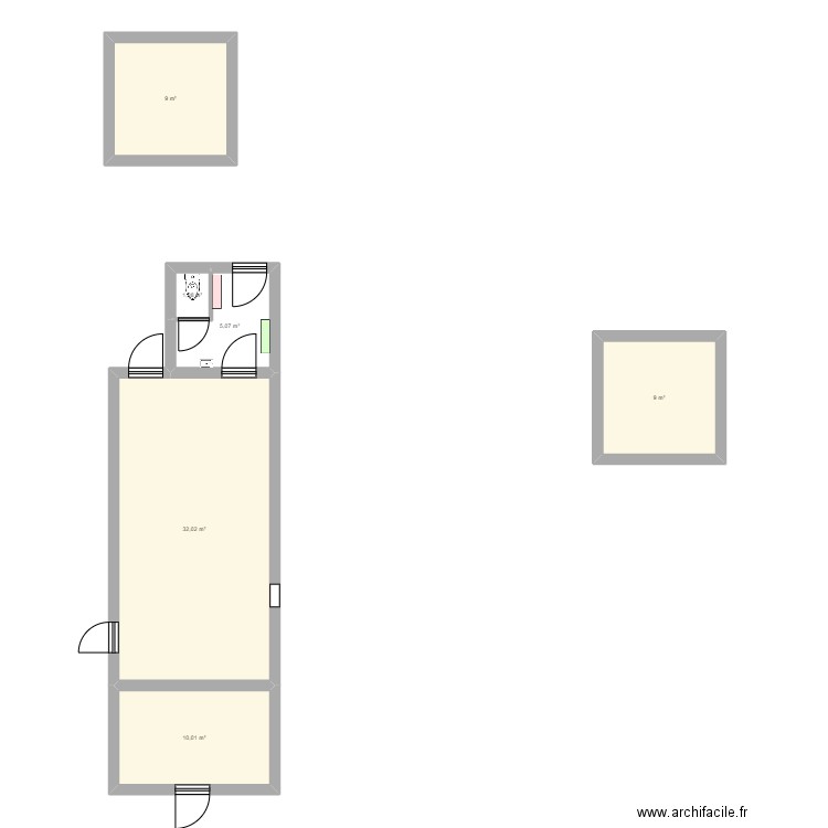 Plan JG. Plan de 6 pièces et 66 m2