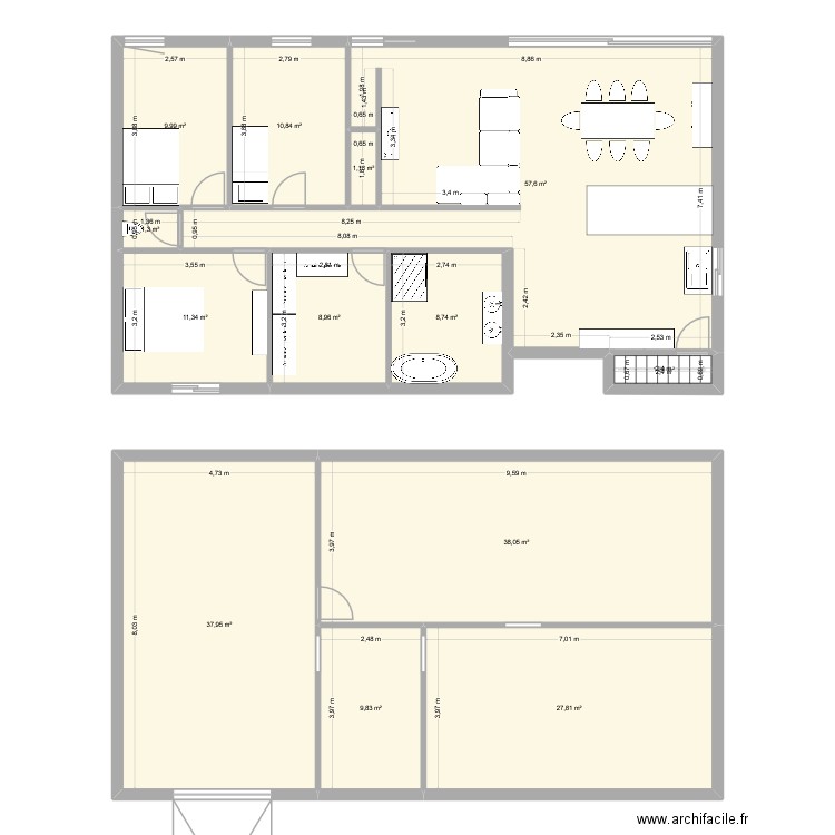36 Clos des GRAVIERS. Plan de 13 pièces et 225 m2
