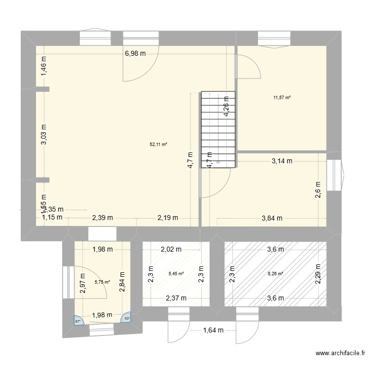 Maison de Jean. Plan de 5 pièces et 83 m2