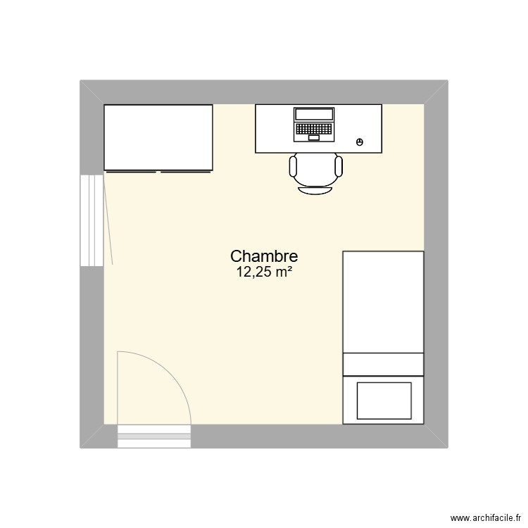 Gab. Plan de 1 pièce et 12 m2