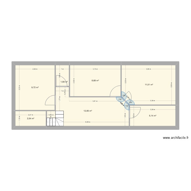 cottevrard haut. Plan de 7 pièces et 52 m2