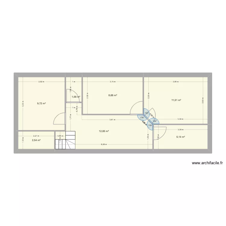 cottevrard haut. Plan de 7 pièces et 52 m²