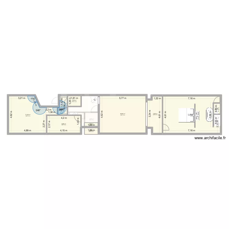 RDC 143. Plan de 14  et 113 m²