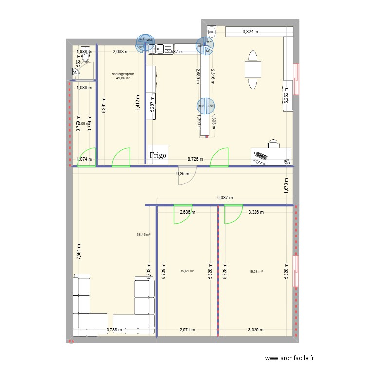 C.D. Plan de 6 pièces et 129 m2