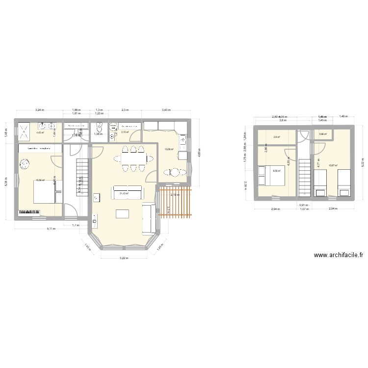 Blainville 4. Plan de 9 pièces et 89 m2