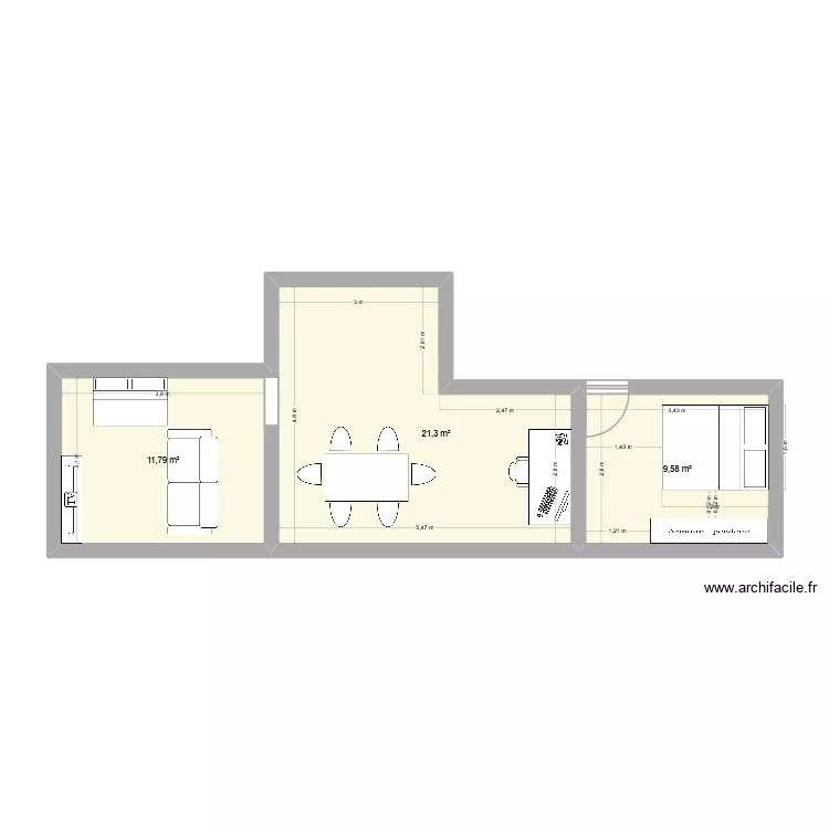 VDef. Plan de 3  et 43 m²
