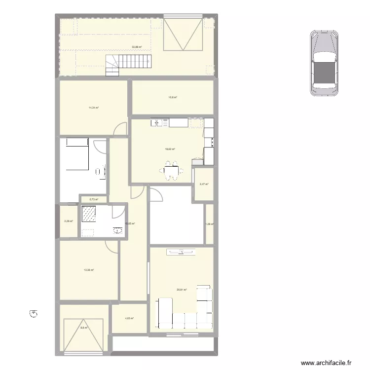 MAISON. Plan de 13  et 146 m²