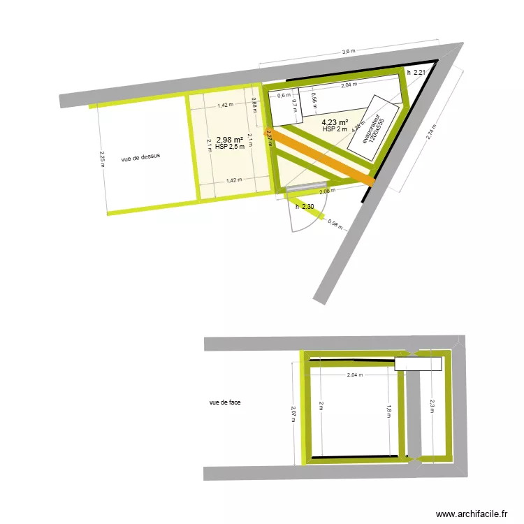 congel. Plan de 3  et 7 m²
