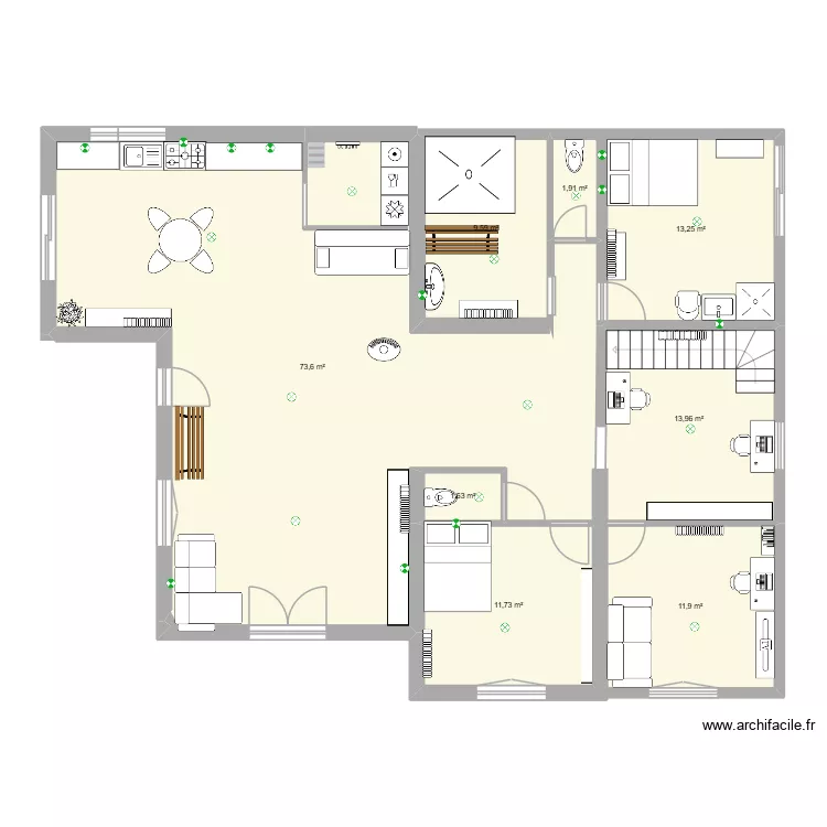Maiz. Plan de 8  et 138 m²