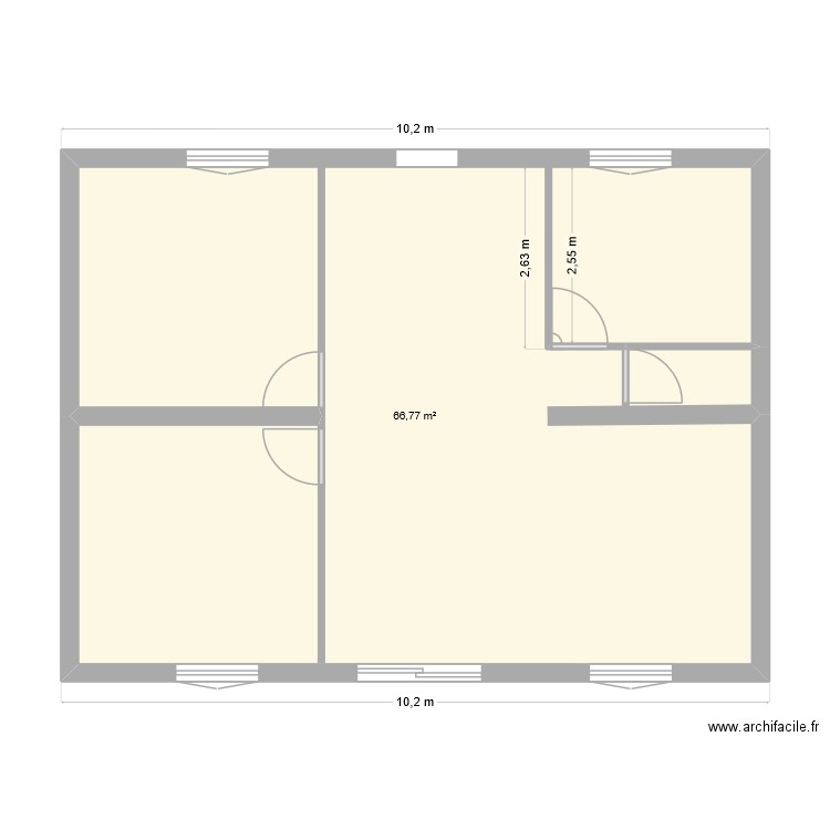 f3 rdc. Plan de 1 pièce et 67 m2
