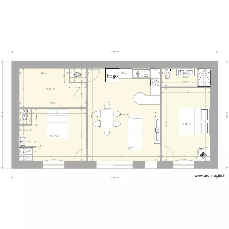 maison 75m2. Plan de 
