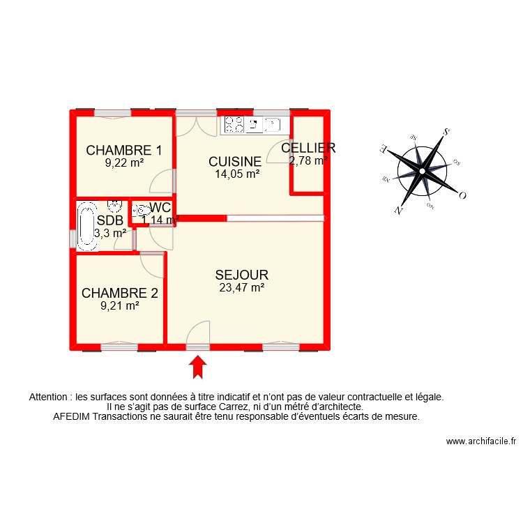 bi 8577 . Plan de 7 pièces et 63 m2