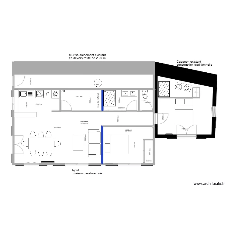 maison bois Poggio. Plan de 