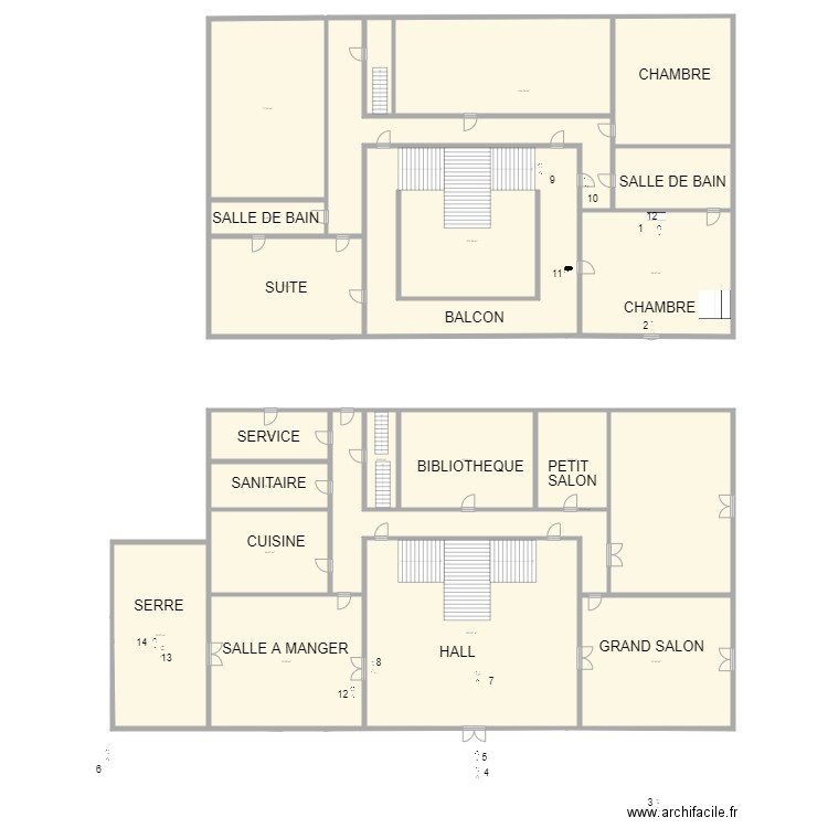 Manoir cliff. Plan de 18 pièces et 1263 m2