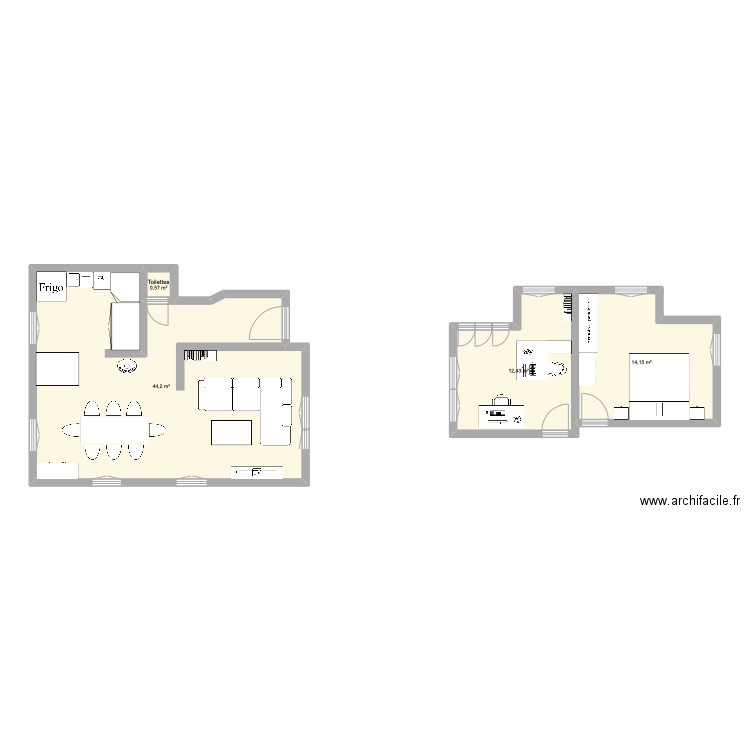 Maison. Plan de 4 pièces et 71 m2