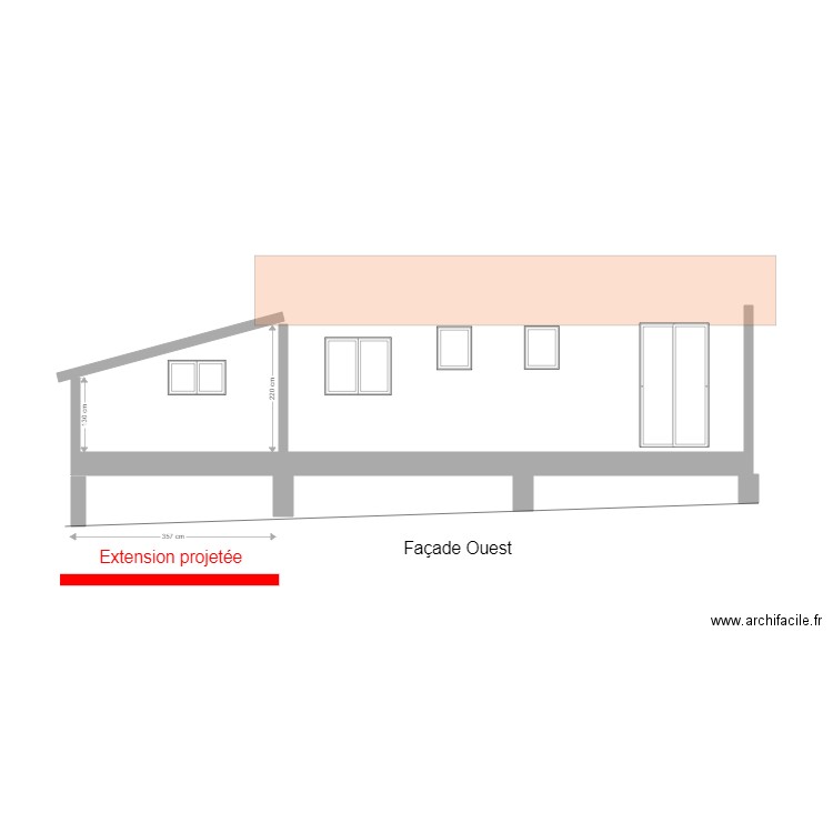 Façade ouest. Plan de 0 pièce et 0 m2