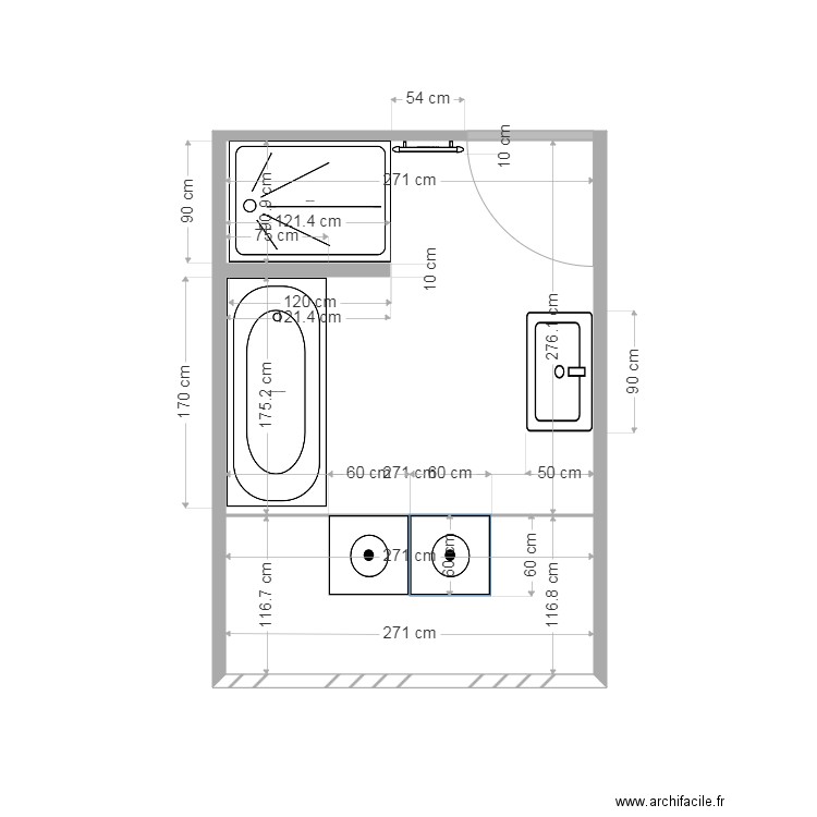 Sale de bain. Plan de 0 pièce et 0 m2